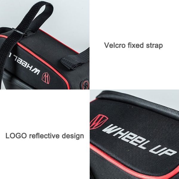 WHEEL UP Anti-splashing Bicycle Bag Front Beam Bag Riding Charter Front Bag Upper Tube Bag Mountain Bike Equipment Accessories (Black And Red) - Image 9