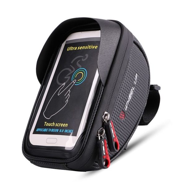 WHEEL UP Anti-splashing Touch Screen Bicycle Mobile Phone Bag Mountain Bike Front Beam Bag Riding Handlebar Bag, Style: Black