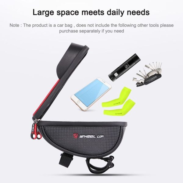 WHEEL UP Anti-splashing Touch Screen Bicycle Mobile Phone Bag Mountain Bike Front Beam Bag Riding Handlebar Bag, Style: Black - Image 5