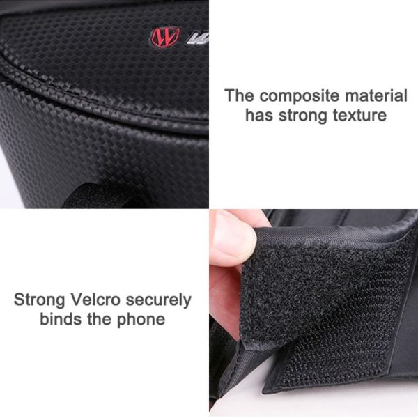 WHEEL UP Anti-splashing Touch Screen Bicycle Mobile Phone Bag Mountain Bike Front Beam Bag Riding Handlebar Bag, Style: Black - Image 6