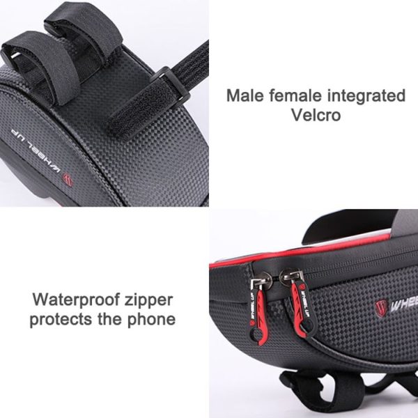 WHEEL UP Anti-splashing Touch Screen Bicycle Mobile Phone Bag Mountain Bike Front Beam Bag Riding Handlebar Bag, Style: Black - Image 7