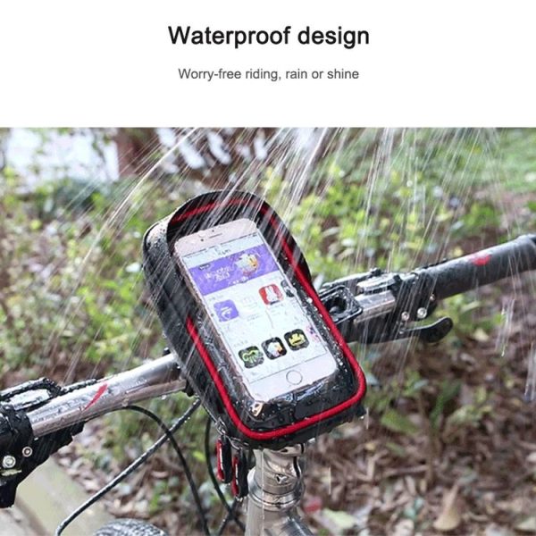 WHEEL UP Anti-splashing Touch Screen Bicycle Mobile Phone Bag Mountain Bike Front Beam Bag Riding Handlebar Bag, Style: Black - Image 8