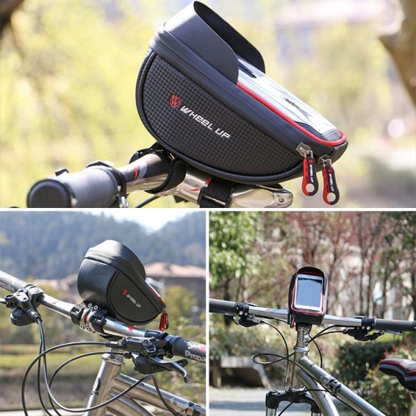 WHEEL UP Anti-splashing Touch Screen Bicycle Mobile Phone Bag Mountain Bike Front Beam Bag Riding Handlebar Bag, Style: Black - Image 9