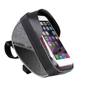 WHEEL UP Anti-splashing Touch Screen Bicycle Mobile Phone Bag Mountain Bike Front Beam Bag Riding Handlebar Bag, Style: Twist Section-Black