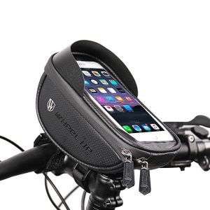 WHEEL UP Anti-splashing Touch Screen Bicycle Mobile Phone Bag Mountain Bike Front Beam Bag Riding Handlebar Bag, Style: Ball Pattern Section-Black