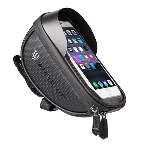 WHEEL UP Anti-splashing Touch Screen Bicycle Mobile Phone Bag Mountain Bike Front Beam Bag Riding Handlebar Bag, Style: Ball Pattern Section-Black - Image 2