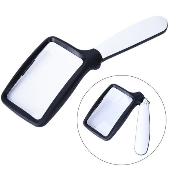 2X Handheld Folding Five LED Lights For Elderly People Reading Newspapers HD Acrylic Optical Lens Magnifying Glass - Image 2