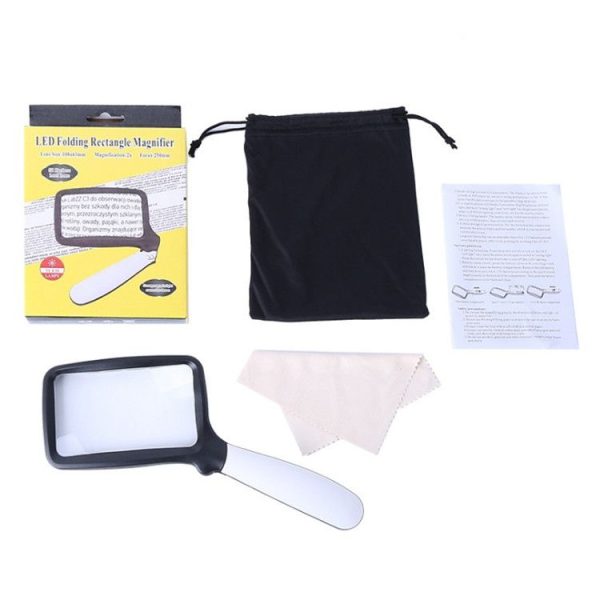 2X Handheld Folding Five LED Lights For Elderly People Reading Newspapers HD Acrylic Optical Lens Magnifying Glass - Image 6