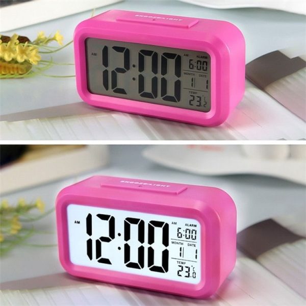 Temperature Type Lazy Snooze Alarm Mute Backlit Electronic Clock (Rose Red)
