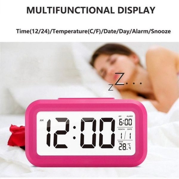 Temperature Type Lazy Snooze Alarm Mute Backlit Electronic Clock (Rose Red) - Image 4