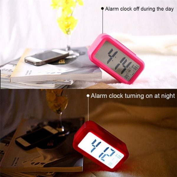 Temperature Type Lazy Snooze Alarm Mute Backlit Electronic Clock (Rose Red) - Image 5