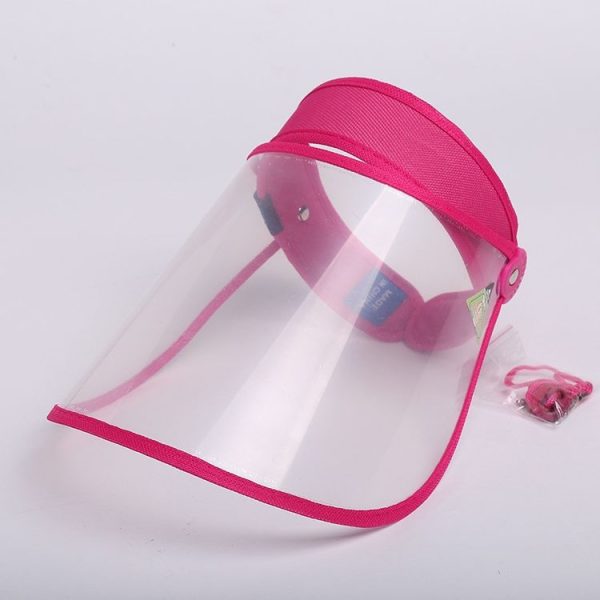 Anti-Saliva Splash Anti-Spitting Anti-Fog Anti-Oil Protective Cap Empty Top Hat Mask Removable Face Shield (Rose Red) - Image 2