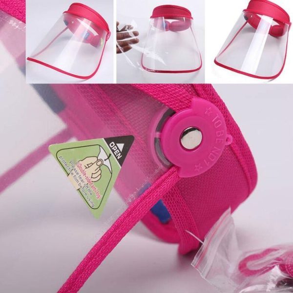 Anti-Saliva Splash Anti-Spitting Anti-Fog Anti-Oil Protective Cap Empty Top Hat Mask Removable Face Shield (Rose Red) - Image 4