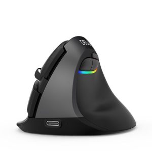 DELUX M618Mini Colorful Wireless Luminous Vertical Mouse Bluetooth Rechargeable Vertical Mouse (Classic black)