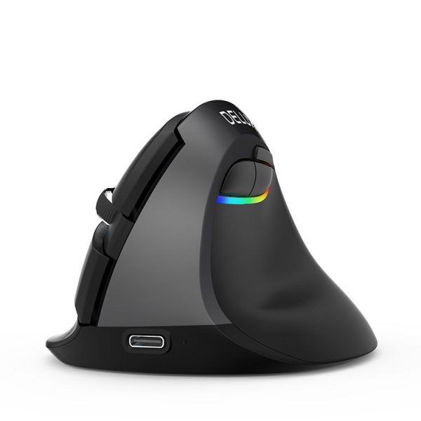 DELUX M618Mini Colorful Wireless Luminous Vertical Mouse Bluetooth Rechargeable Vertical Mouse (Classic black)