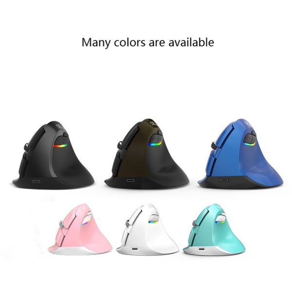DELUX M618Mini Colorful Wireless Luminous Vertical Mouse Bluetooth Rechargeable Vertical Mouse (Classic black) - Image 2