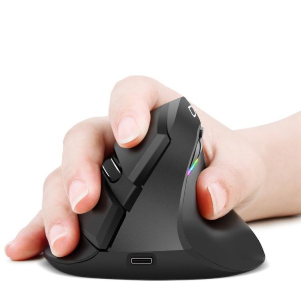 DELUX M618Mini Colorful Wireless Luminous Vertical Mouse Bluetooth Rechargeable Vertical Mouse (Classic black) - Image 4