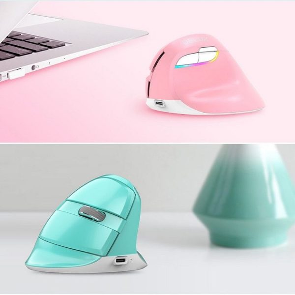 DELUX M618Mini Colorful Wireless Luminous Vertical Mouse Bluetooth Rechargeable Vertical Mouse (Classic black) - Image 8