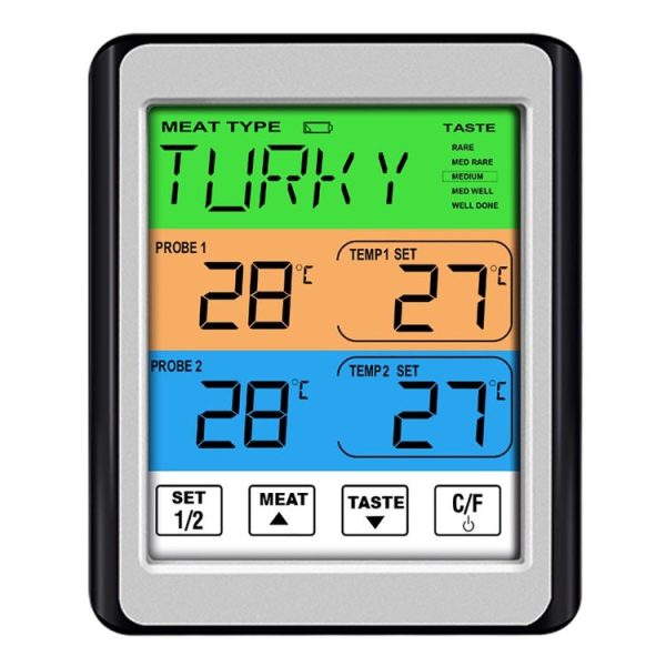 CH-212 Dual Probe Color Screen Smart Alarm Grill Kitchen Thermometer, Color: Colorful Backlight - Image 2