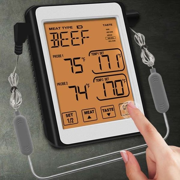 CH-212 Dual Probe Color Screen Smart Alarm Grill Kitchen Thermometer, Color: Orange Backlight - Image 6