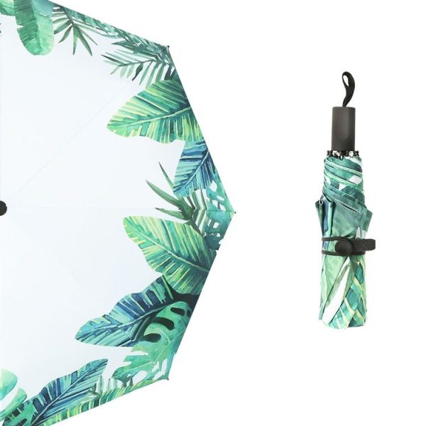 Small Fresh Umbrella Lightweight Anti-Ultraviolet Sun Umbrella Rain Or Sun Umbrella, Style: Five-fold (Green) - Image 2