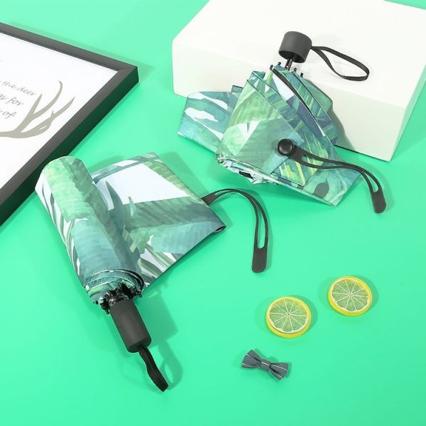 Small Fresh Umbrella Lightweight Anti-Ultraviolet Sun Umbrella Rain Or Sun Umbrella, Style: Five-fold (Green) - Image 4