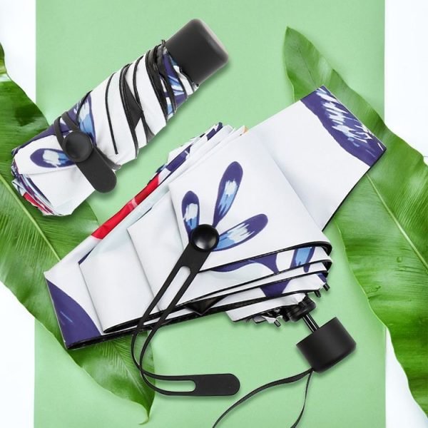 Small Fresh Umbrella Lightweight Anti-Ultraviolet Sun Umbrella Rain Or Sun Umbrella, Style: Five-fold (Green) - Image 5