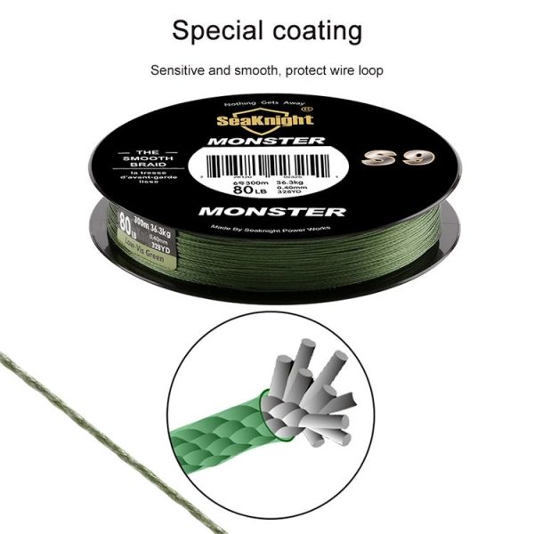 Seaknight 9 Series of Strong Horse PE Line 300 Meters Braided Fishing Line, Line number: 8.0, Color: Green - Image 5