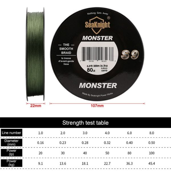 Seaknight 9 Series of Strong Horse PE Line 300 Meters Braided Fishing Line, Line number: 6.0, Color: Yellow - Image 3