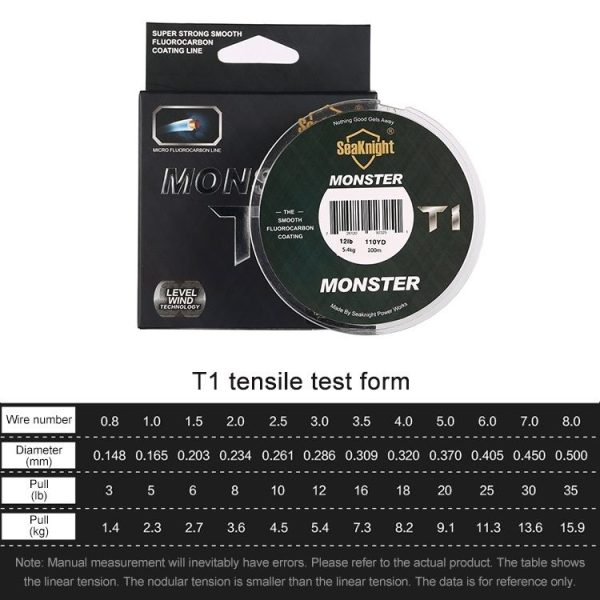 Seaknight T1 Carbon Coated Fish Line Sub-front Conductor Stonger Tensile Main Line Sub Line, Line number: 3.5, Specification: T1 100M - Image 3