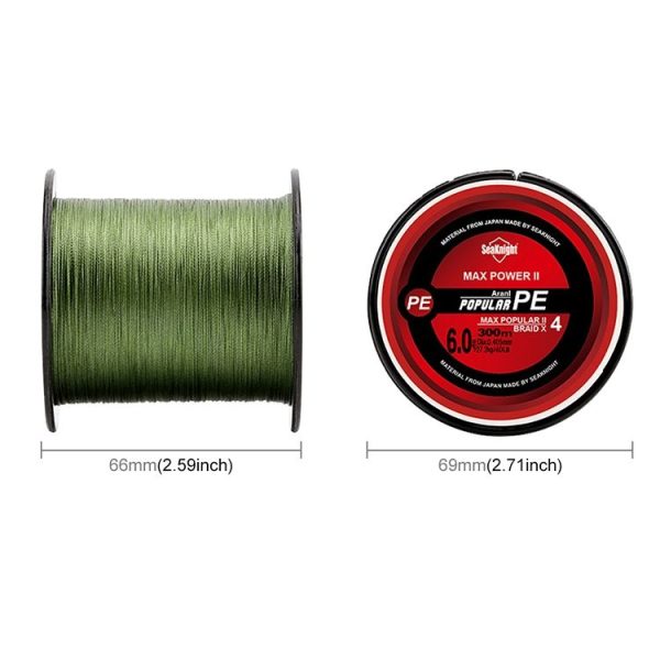 Seaknight Fishing Line 300M Braided Line Main Line 4 Braid, Line number: 8.0 (Green) - Image 3