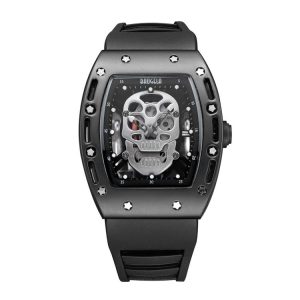BAOGELA 1612 Skull Silicone Mens Watch Waterproof Sports Quartz Watch (Black Shell White Skull)
