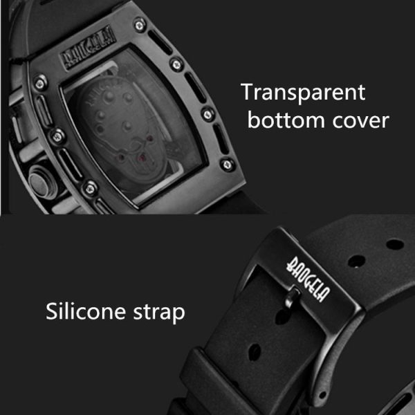 BAOGELA 1612 Skull Silicone Mens Watch Waterproof Sports Quartz Watch (Black Shell White Skull) - Image 3