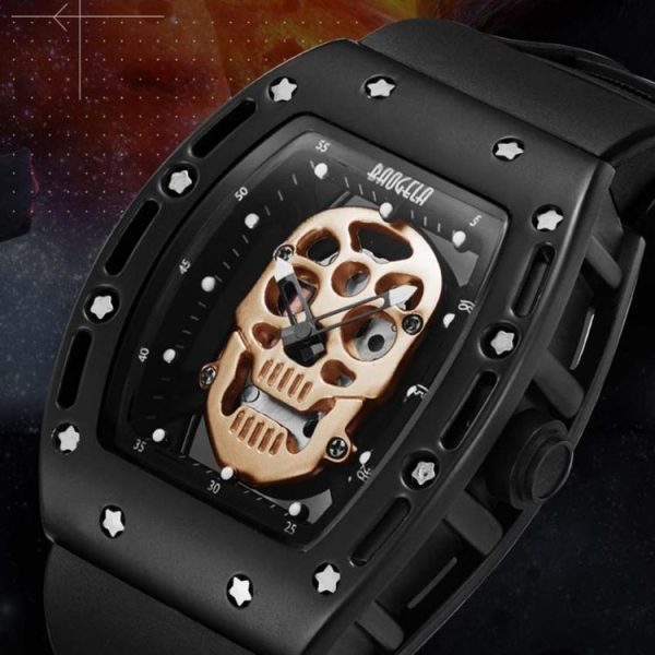 BAOGELA 1612 Skull Silicone Mens Watch Waterproof Sports Quartz Watch (Black Shell White Skull) - Image 6