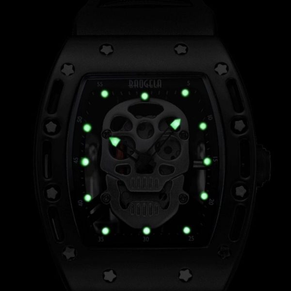 BAOGELA 1612 Skull Silicone Mens Watch Waterproof Sports Quartz Watch (Black Shell White Skull) - Image 7