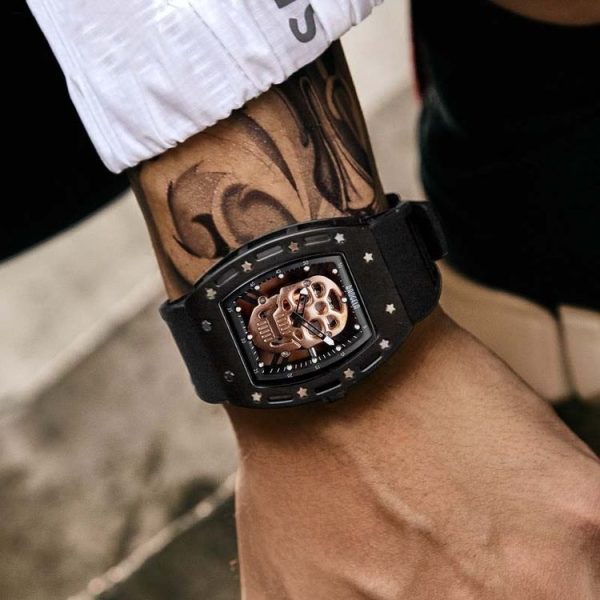 BAOGELA 1612 Skull Silicone Mens Watch Waterproof Sports Quartz Watch (Black Shell White Skull) - Image 8