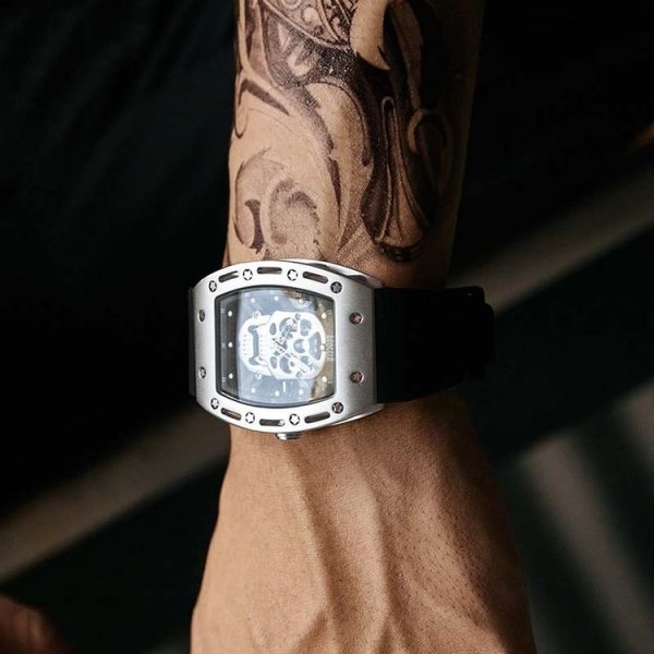 BAOGELA 1612 Skull Silicone Mens Watch Waterproof Sports Quartz Watch (Black Shell White Skull) - Image 9