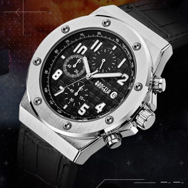 BAOGELA 1805 Sports Quartz Men Watch Luminous Silicone Watch (Silver Shell Black Surface) - Image 3