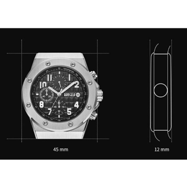 BAOGELA 1805 Sports Quartz Men Watch Luminous Silicone Watch (Silver Shell Black Surface) - Image 5