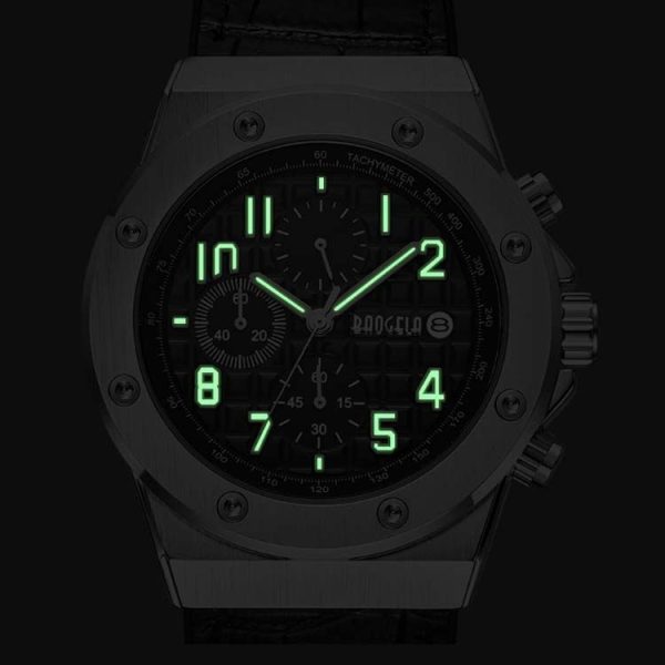 BAOGELA 1805 Sports Quartz Men Watch Luminous Silicone Watch (Silver Shell Black Surface) - Image 6
