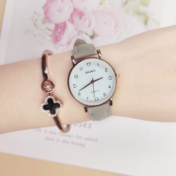 2 PCS JINJWY J605 Small Dial Watch Female Student Simple Retro Watch (Gray)