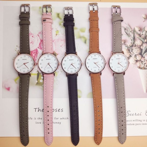 2 PCS JINJWY J605 Small Dial Watch Female Student Simple Retro Watch (Gray) - Image 4