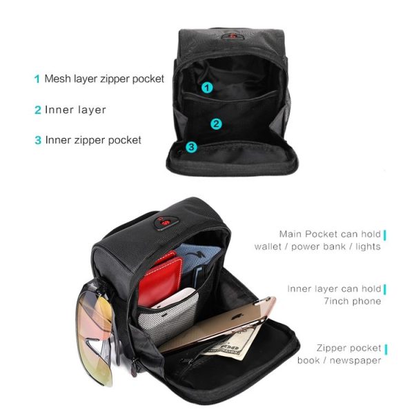 Rhinowalk TF910 Bicycle Front Handlebar Bag Multifunctional Waterproof Phone Bag Riding Bag (Black) - Image 6