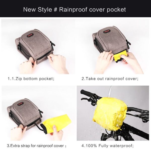 Rhinowalk TF910 Bicycle Front Handlebar Bag Multifunctional Waterproof Phone Bag Riding Bag (Black) - Image 7