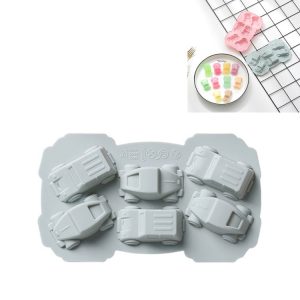 6 PCS Creative Cake Chocolate Mold 3D Car Cartoon Household Silicone Baking Ice Tray Mold (Blue)