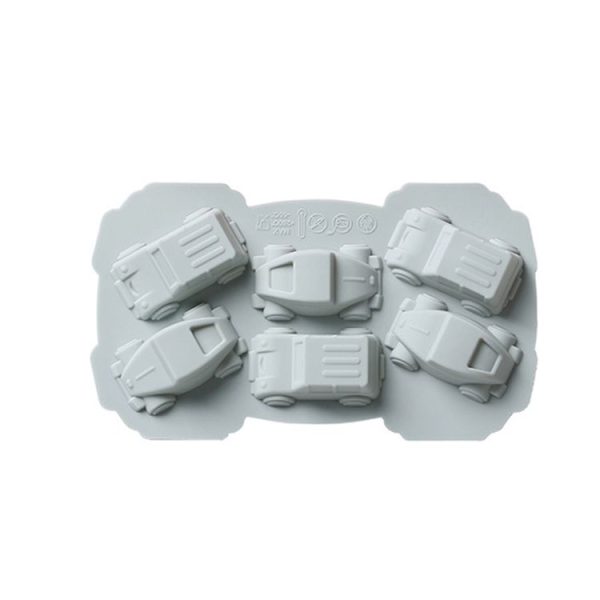 6 PCS Creative Cake Chocolate Mold 3D Car Cartoon Household Silicone Baking Ice Tray Mold (Blue) - Image 2