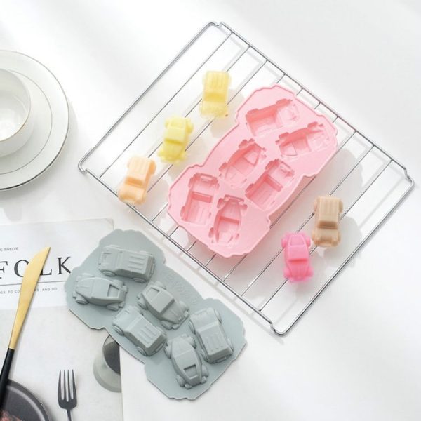 6 PCS Creative Cake Chocolate Mold 3D Car Cartoon Household Silicone Baking Ice Tray Mold (Blue) - Image 4