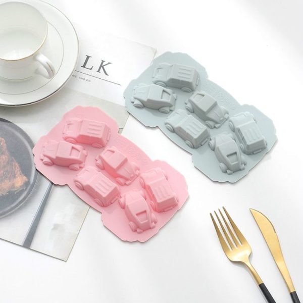 6 PCS Creative Cake Chocolate Mold 3D Car Cartoon Household Silicone Baking Ice Tray Mold (Blue) - Image 5