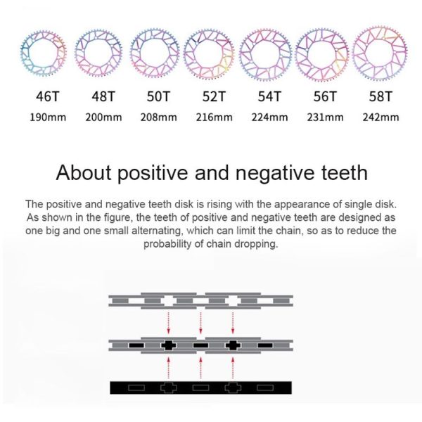 Litepro LP Positive and Negative Teeth Single Disc 130MM BCD Folding Bicycle Sprocket Wheel, Specification: 52T (Colorful) - Image 5