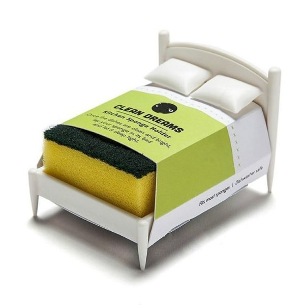 Creative Kitchen Scouring Pad Sponge Wipe Bed Shape Storage Rack Set - Image 6